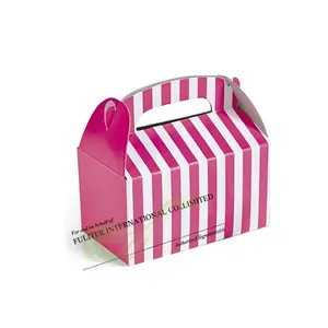 Custom food grade Recyclable Printed Paper Gable Kids Happy Meal Box paperboard take-out food cake packaging gift box