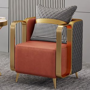 Fauteuil individuel de luxe moderne avec structure en métal doré et revêtement en tissu pour appartement et hall d'hôtel - Product Image 4