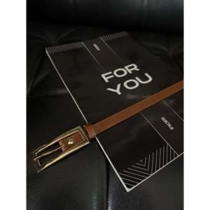 เข็มขัดฟิโอรีแบบบางพร้อมหัวเข็มขัดกรอบกล่องสีทองเคลือบโลหะผสมแบบลำลองสำหรับผู้ชายผู้หญิง - Product Image 2