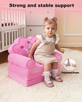 Silla Plegable Premium China Compress, Silla Rosa de Princesa, Espuma Montessori, Sofá Infantil 2 en 1, Cama para Niños