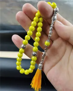 Kunden spezifische Tasbih Gebets perlen Islamische Zitronen stein Frauen Halskette Bunte Phantasie Gebets perle