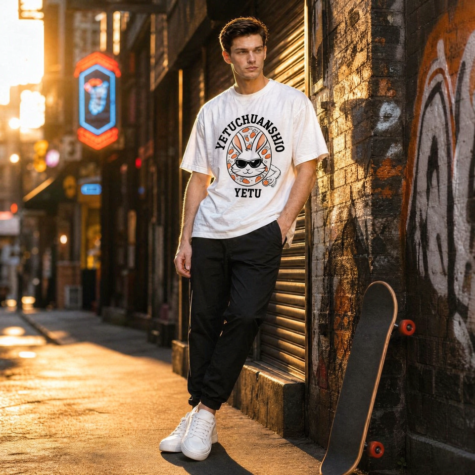 Hot Men's 100% Cotton Hip Hop T-Shirt Oversized Regular Fit 250-300G ...