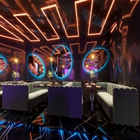 Conception de l'aménagement intérieur d'un pub, comptoir de bar classique, design moderne de bar speakeasy, ensemble de mobilier de restaurant