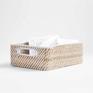 <b>White</b> Rattan <b>Storage</b> <b>Basket</b> for Home <b>Storage</b> Organization for Under Bed Home Decoration Wholesale From Vietnam - Product Image 1