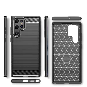 Ultra Slim Brushed Carbon Fiber Texture Soft TPU Case for Samsung Galaxy S22