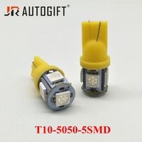 Ampoules LED T10 W5W 5050 5SMD pour l'intérieur de la voiture, 12V, éclairage de plaque d'immatriculation, clignotants, blanc, rouge, jaune, vert, rose, bleu, ampoules de voiture