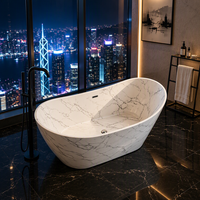 Baignoire autoportante de luxe en acrylique, design moderne ergonomique, bain à remous, bassin en marbre pour spa intérieur et salle de bain