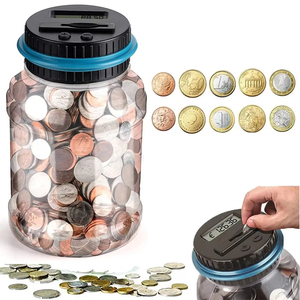 Tirelire électronique Comptoir numérique LCD Comptage de pièces de monnaie Boîte d'économie d'argent Pot de pièces de monnaie Boîte de rangement pour <span class=keywords><strong>USD</strong></span> <span class=keywords><strong>EURO</strong></span> Cadeaux d'argent - Product Image 1