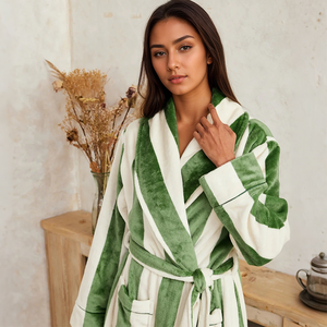 Autunno e inverno nuova veste colorata di velluto a righe verdi e ispessita <span class=keywords><strong>accappatoio</strong></span> caldo da donna Casual <span class=keywords><strong>accappatoio</strong></span> - Product Image 4