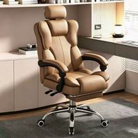 Chaise de bureau ergonomique à dossier haut avec cadre métallique, repose-pieds réglable, pivotante, pour chambre, bureau à domicile, longues heures de travail