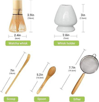 Ensemble de fouets à matcha en bambou de qualité supérieure avec tamis et cuillère, Chasen traditionnel fait main pour une cérémonie du thé japonaise authentique