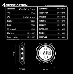 Phía Bắc Cạnh Người Đàn Ông Ngoài Trời Đi Bộ Đường Dài Thông Minh Đồng Hồ Vertico Không Thấm Nước IP67 50M Áp Lực Cao La Bàn Carbon Sợi Trẻ Em Quà Tặng - Product Image 6