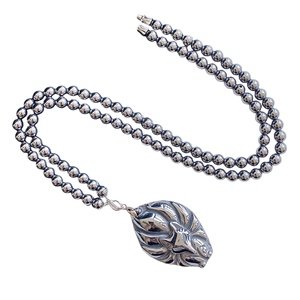 Collar de Moda con Colgante de Piedra Hematita de 30*46MM, Cadena de <span class=keywords><strong>Metal</strong></span> y Cuerda, Dijes de Cristal y Ágata, Selección de Joyería para Regalo - Product Image 1