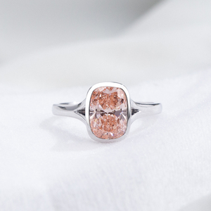 Bague en or blanc 14 carats avec diamant rose de laboratoire Messi Jewelry MSR-2008 pour femmes - Product Image 1