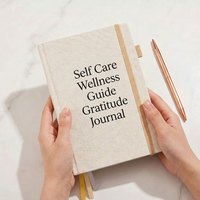 Guide de journal de bien-être personnel, journal de gratitude, couverture en lin, journal personnalisé, journal en tissu, impression couleur complète entièrement personnalisée