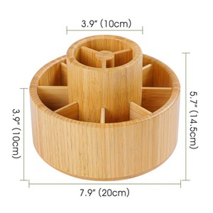 Rotating <b>Solid</b> <b>Wood</b> Storage Box 20x10x14.5cm <b>Desk</b> Organizer For Stationery And Snacks Natural Color - Product Image 2