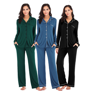 Set <span class=keywords><strong>Pigiama</strong></span> da <span class=keywords><strong>Donna</strong></span> in Modal con Maglia a Maniche Lunghe e Pantaloni Lunghi, Multicolore, Morbido e Confortevole - Product Image 1