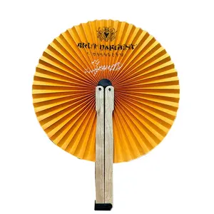 Logotipo personalizado Imprimir Madeira Hand Held Fan Ventilador dobrável Ventilador mão personalizado