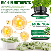 Capsules de Moringa OEM - Poudre de Moringa pure - Complément alimentaire super-alimentaire pour la santé immunitaire et intestinale, riche en antioxydants et en vitamines essentielles