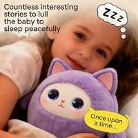 Nouvelle Tendance : Peluche AI Chat Tabby Mignon avec Salopette en Jean, Interactif Vocal, Yeux Lumineux, Cadeau de Collection pour Enfants