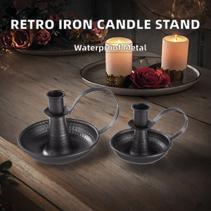 Plateau à bougies en fer forgé fait main de style rétro américain, support de bougies pour dîner aux chandelles, porte-bougie, décoration écologique pour la maison - Product Image 2