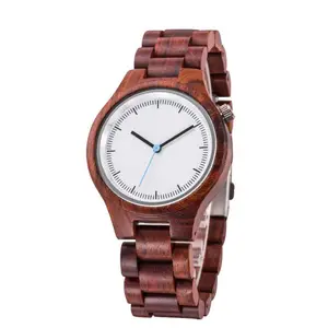 Luxury Men's Quartz Wood Watch Steel Leather Band Daily Waterproof Sport Watch Hand Dial Display Box Packed Japanese Movement