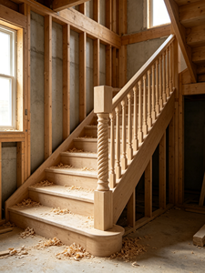 Modern Poplar Wood <b>Wall</b>-Mounted Stair <b>Railings</b> Handrails with Twisted Design Eco-Friendly Balustrades for Staircase - Product Image 1