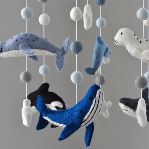 Mobile musical en feutre pour bébé, animaux marins (<span class=keywords><strong>dauphin</strong></span>, narval, baleine), certifié CE EN71 CPC, personnalisable, pour décoration de lit bébé et de chambre d'enfant - Product Image 3