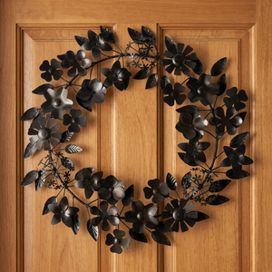 Corona Floral Metálica Hecha a Mano, Redonda, Rústica, Decorativa, con Flores, Sin Iluminación, Paquete Individual - Product Image 4