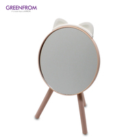 Miroir de maquillage debout de table rose populaire personnalisé miroir de courtoisie de bureau de maquillage de cercle avec le peigne