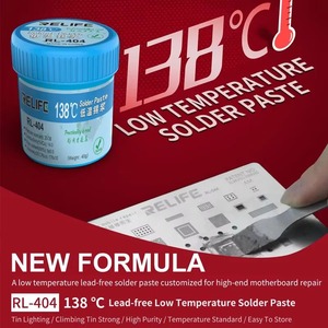 Pasta de Soldar de Baja Temperatura RELIFE RL-404, 138 Grados, para iPhone, Sin Plomo, BGA, SMD, PCB, Placa Base de Alta Gama - Product Image 3