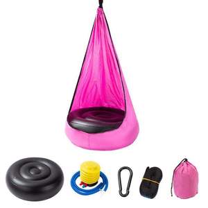 Children's Hanging Chair Portable Parachute Fabric <b>Swing</b> Bed With Inflatable Cushion Indoor Outdoor Use - Product Image 2