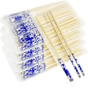 1700 coppia cinese con stampa unica, bacchette riutilizzabili per Sushi spaghetti di riso, stoviglie lavabili bacchette di bambù naturali