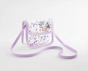 Sac à bandoulière transparent en PVC pour enfants, personnalisé, violet vif, avec décorations brillantes et paillettes, mignon, sac à sequins - Product Image 1