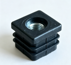 Insert fileté carré noir M6 M8, bouchon de tuyau en plastique avec filetage interne métallique pour l'installation de tubes et de cadres de meubles - Product Image 1