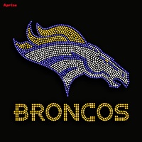 Logo de l'équipe des Denver Broncos en strass thermocollants, design brillant en cristal à repasser pour accessoires vestimentaires