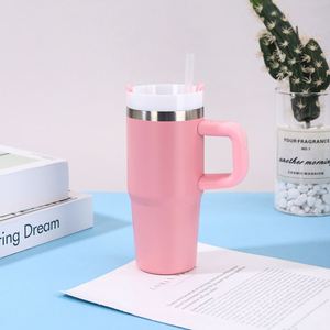 Handle Travel Car <b>Mug</b> 14oz Tumbler Vacuum Insulated Double Wall Stainless Lid Straw Anti-Slip Base - Product Image 4
