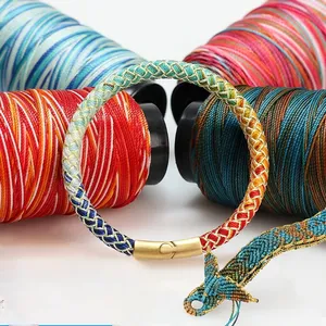 Cordon en macramé ombré 12 brins, durable, 0,8 mm, fil ciré, 100% polyester, haute ténacité, tricotage à la main, bricolage fait main - Product Image 1
