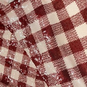 Vải Sequin Họa Tiết Kẻ Sọc Đỏ Đen Thêu Toàn Bộ Vải Tuyn Sang Trọng Thiết Kế Giá Rẻ Cho Váy Thời Trang Cao Cấp - Product Image 6