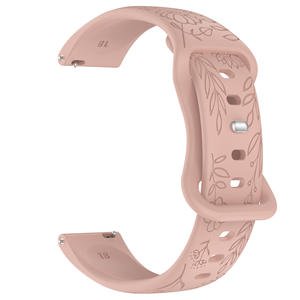 Bracelet de <span class=keywords><strong>montre</strong></span> en silicone gravé de motifs floraux délicats, respirant, doux et confortable, compatible avec les modèles <span class=keywords><strong>Garmin</strong></span> 18, 20, 22 mm - Product Image 5