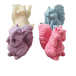 Stampo per candela in Silicone scoiattolo 3D con decorazioni in gesso per animali