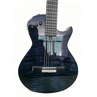 Gitar Klasik Elektrik Senyap Baru, Kayu Solid, Senar Nilon, Veneer Motif Garis Harimau, Finishing Gloss pada Bodi