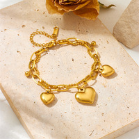 Mode acier inoxydable coeur bracelet pour femmes double couche perles main bijoux anti-ternissement accessoires bracelets femmes