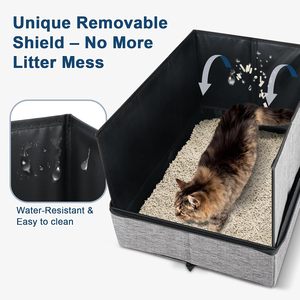 Foldable Waterproof Fabric Cat Litter <b>Box</b> 13.75x17.7x4.7 Inch Durable Easy Clean <b>Large</b> Capacity Pet Travel Accessory - Product Image 3