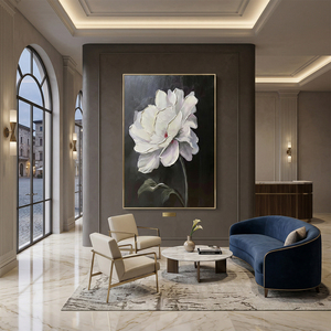 Pintura al Óleo de Flores Blancas Hecha a Mano sobre Lienzo, Arte Floral Texturizado para Pared, Obra de Arte Moderna y Elegante para Decoración de Sala de Estar - Product Image 5