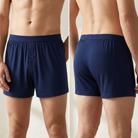 Boxer en tricot respirant de couleur unie pour hommes, sous-vêtements en pur coton, ceinture élastique renforcée et durable, ne se retrouve pas enroulée, pour usage quotidien