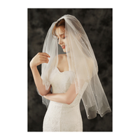 Voile de mariée en dentelle à prix de gros raisonnable, plusieurs modèles disponibles, bordure en ruban, monocouche, teint uni, pour mariage, type mantille