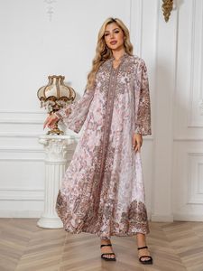 241104 elegante abito con gonna lunga Cross Border abaya ricamato tempestato di diamanti per donne musulmane del Medio Oriente per la primavera - Product Image 5