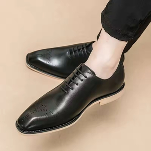 Chaussures habillées décontractées pour hommes en cuir véritable de haute qualité 2025, à lacets, bout fermé, chaussures formelles antidérapantes en caoutchouc Evergreen - Product Image 6