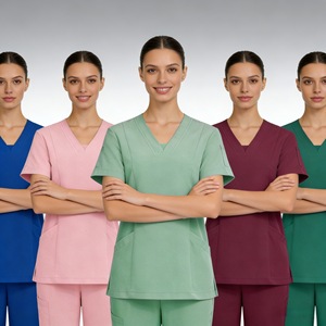 Women's Stretchy Scrub Suit Set Moisture Wicking Split Design Hospital Uniforms - Product Image 3